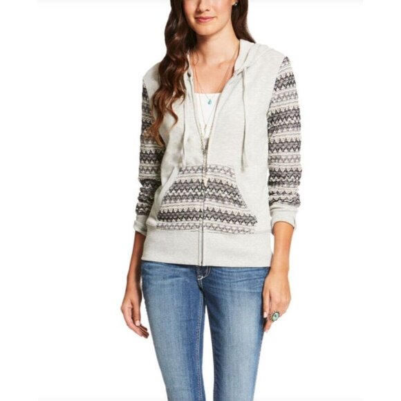 Ariat Grayson Womens Full Zip Heather Gray Hooded Jacket Size M - Picture 1 of 8